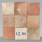 Set of 15 m² of terracotta floor tiles in square shape