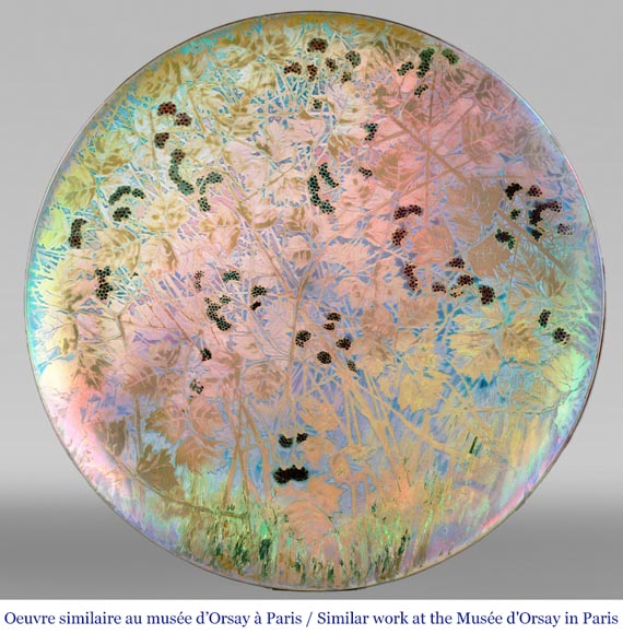 Mediterranean landscape, a rare iridescent dish by Delphin MASSIER-1