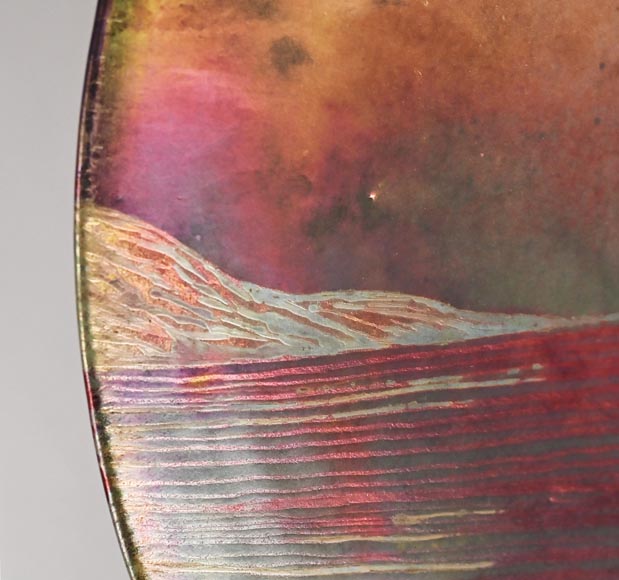 Mediterranean landscape, a rare iridescent dish by Delphin MASSIER-5