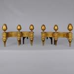 Pair of Louis XVI gilt bronze andirons