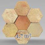 Lot of 4.7 m² of antique hexagonal terracotta tiles, 19th century