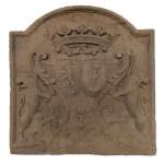 Cast iron fireback with the wedding coat of arms of Joseph-François de Montecler et Hyacinthe Menon de Turbilly, 17th century