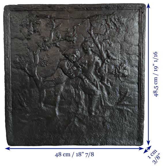 Cast iron fireback with gallant scene-8