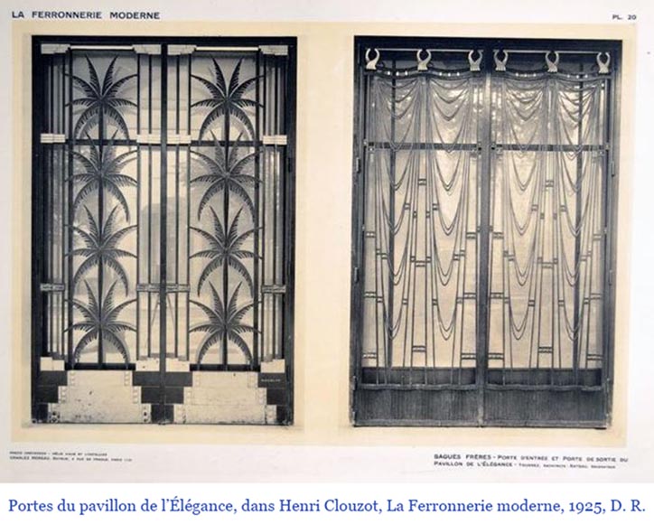 Armand Albert RATEAU (création) Baguès FRÈRES (exécution) double-porte Art déco en fer forgé polychrome au décor de palmiers, après 1925-3