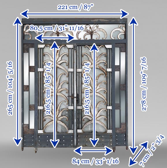 Armand Albert RATEAU (création) Baguès FRÈRES (exécution) double-porte Art déco en fer forgé polychrome au décor de palmiers, après 1925-18
