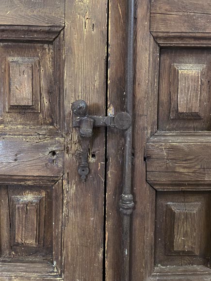 Double oak door with iron work-5