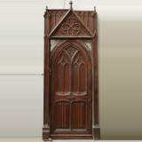 Neo-Gothic oak and walnut door 