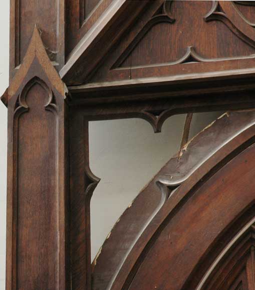 Neo-Gothic oak and walnut door -2