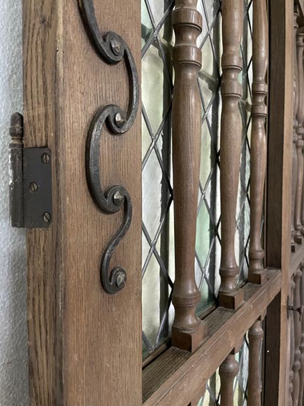 Double door in oak and stained glass, 20th century-8