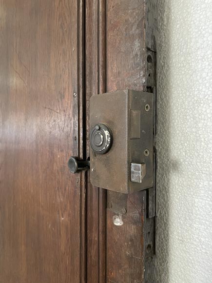 Oak entrance door with open decoration and curved top-12