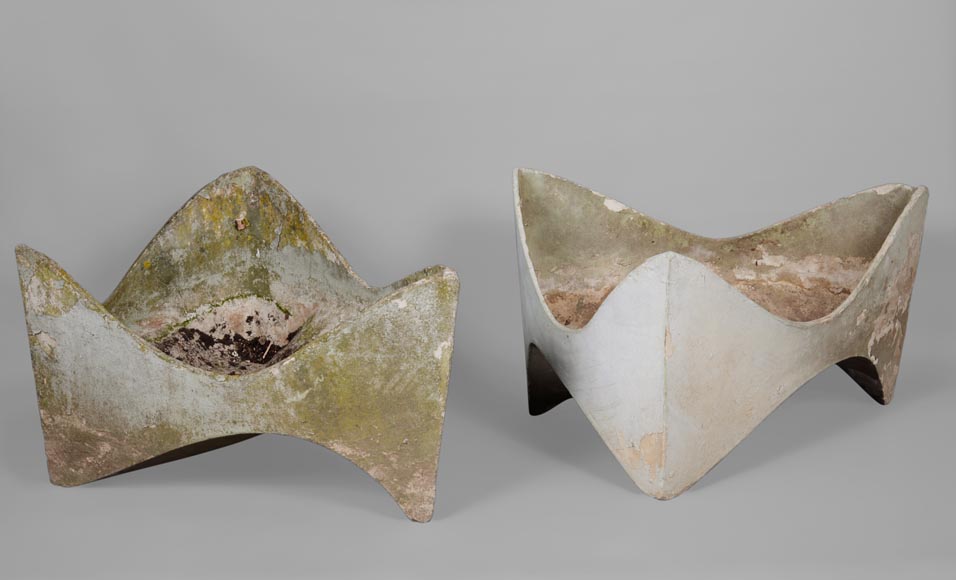 Willy Guhl, Rare pair of tooth planters, circa 1954-0