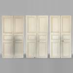 Serie of three double doors in painted wood