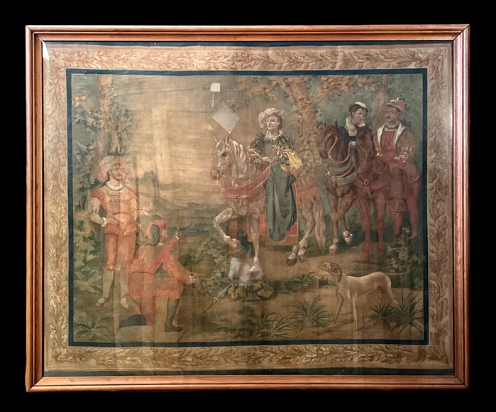 After René Princeteau (1843-1914), signed G. A. Loron, set of three hunting scenes imitating tapestry After René Princeteau (1843-1914), signed G. A. Loron, set of three hunting scenes imitating tapestry-3