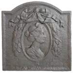 Louis XVI style fireback with a woman profile