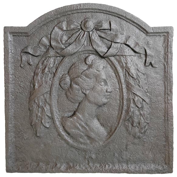 Louis XVI style fireback with a woman profile-0