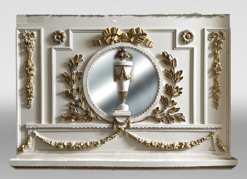 Carved, regilded and white-painted wooden paneling-0