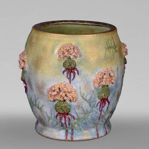 Ceramic vase with a floral relief decoration, Amphora factory