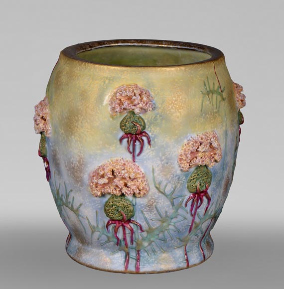 Ceramic vase with a floral relief decoration, Amphora factory Ceramic vase with a floral relief decoration, Amphora factory-0