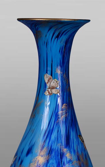 Clichy Glassworks (attributed to) – Large blue mottled glass vase Clichy Glassworks (attributed to) – Large blue mottled glass vase-1