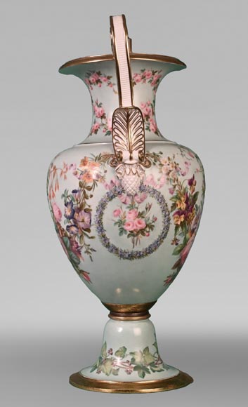 SÈVRES Manufacture, Louis-Philippe Period Vase Adorned with a Lush Floral Decoration, 1846-2