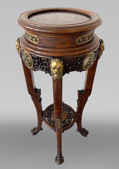 L’Escalier de Cristal – Japoniste guéridon in exotic wood and gilt bronze-0