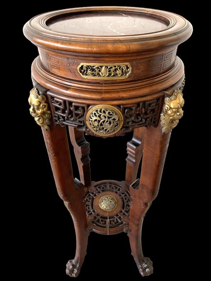 L’Escalier de Cristal – Japoniste guéridon in exotic wood and gilt bronze-1