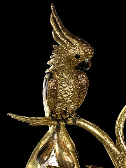 Jacques Duval-Brasseur (attributed to) Modern Parrot Lamp in Metal and Amethyst-2