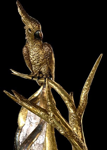 Jacques Duval-Brasseur (attributed to) Modern Parrot Lamp in Metal and Amethyst-3