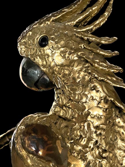 Jacques Duval-Brasseur (attributed to) Modern Parrot Lamp in Metal and Amethyst-7