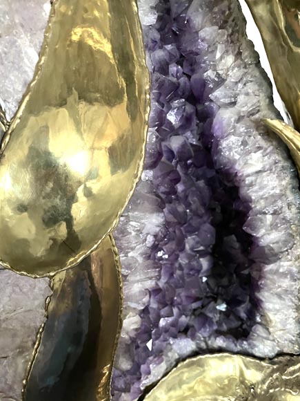 Jacques Duval-Brasseur (attributed to) Modern Parrot Lamp in Metal and Amethyst-10