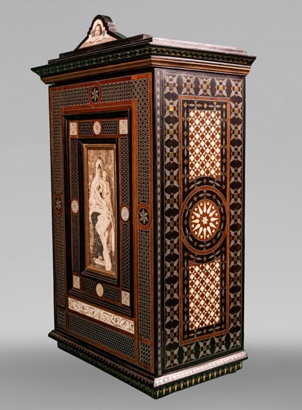 C. GASPARINI, Inlaid Wall Cabinet Decorated With A Virgin And Child-1