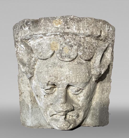 Medieval capital with demon's head, 12th century-1