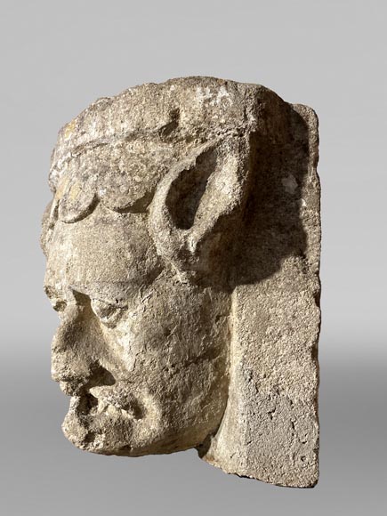 Medieval capital with demon's head, 12th century-4