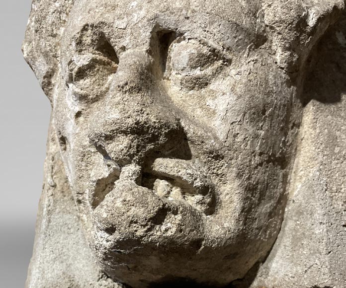 Medieval capital with demon's head, 12th century-5