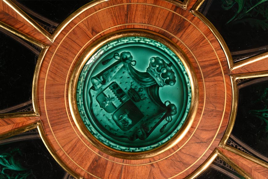 A pedestal table with a very rare enamel decoration from the Rubelles faience factory-2