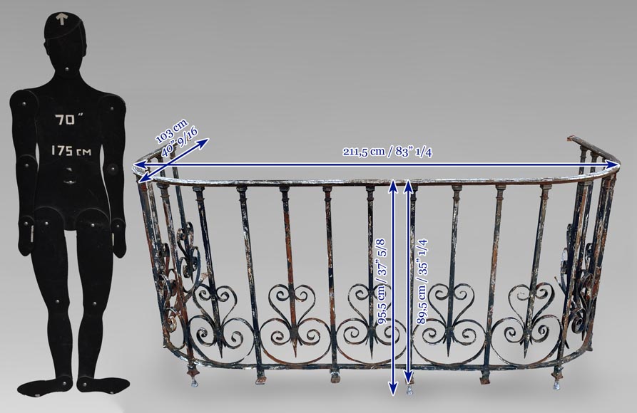 Three-sided wrought-iron balcony railing, 19th century-7