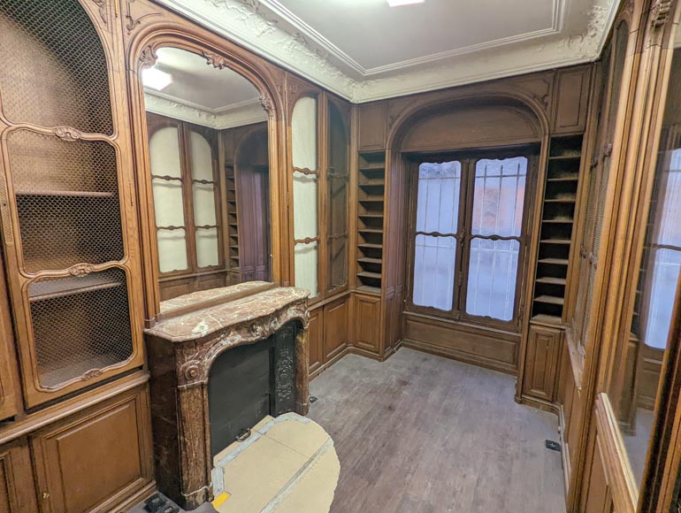 Louis XV style oak paneling and bookcase-1