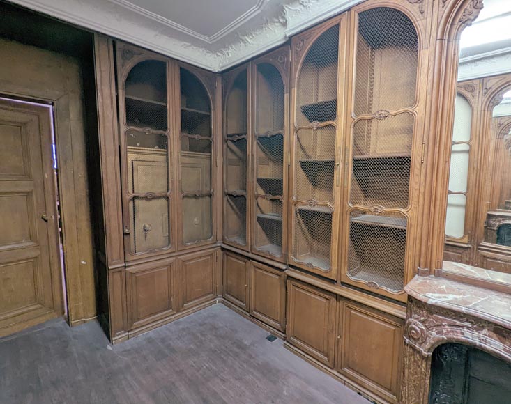 Louis XV style oak paneling and bookcase-4