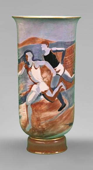 Sèvres and Karine LIÉVEN, Pair of porcelain vases decorated with marathon runners, 1937-0