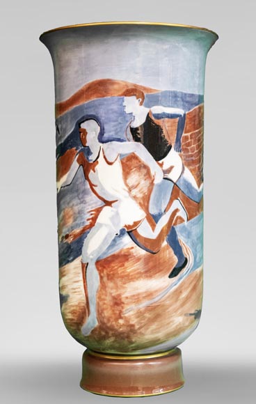 Sèvres and Karine LIÉVEN, Pair of porcelain vases decorated with marathon runners, 1937-6