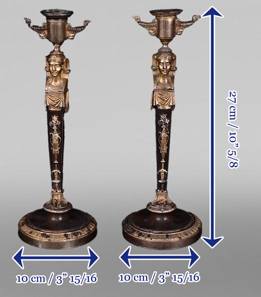 Pair of candlesticks in the style of the return from Egypt, Empire period-7