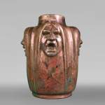 Jean-Désiré Ringel d’Illzach (sculptor), Léon Elchinger (ceramist), Vase in Glazed Stoneware with Four Expressive Faces, early 20th century