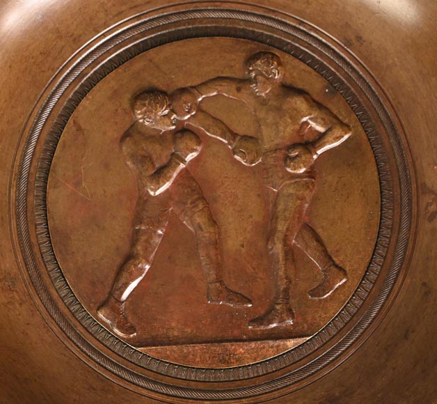 Bronze cup decorated with a boxing match-2