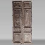 Napoleon III-style oak double door with shell decoration