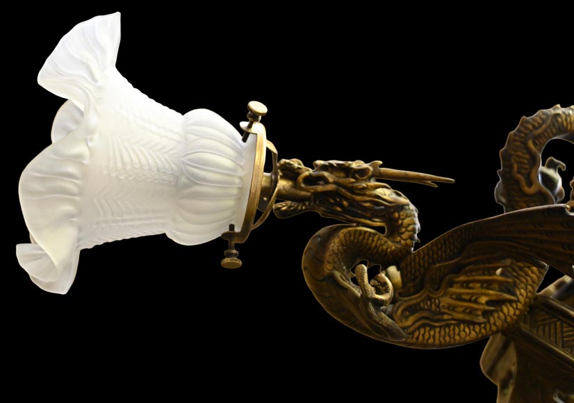 Maison Mottheau et Fils, Japonist gilt-bronze chandelier-9