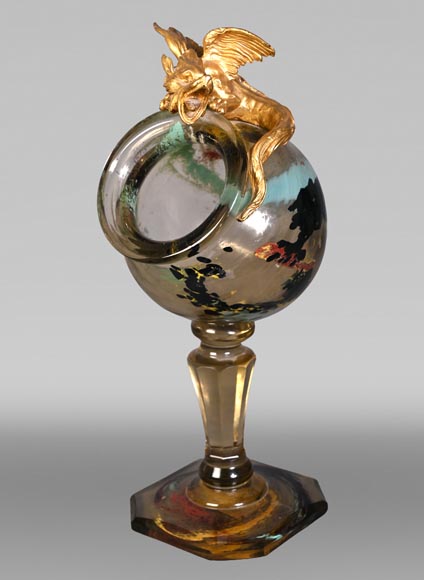 ESCALIER DE CRISTAL, François-Eugène ROUSSEAU & Ernest LÉVEILLÉ, Japanese-style polychrome glass vase with a gilt bronze dragon mount-0