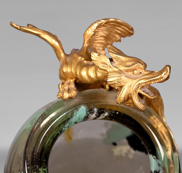ESCALIER DE CRISTAL, François-Eugène ROUSSEAU & Ernest LÉVEILLÉ, Japanese-style polychrome glass vase with a gilt bronze dragon mount-2