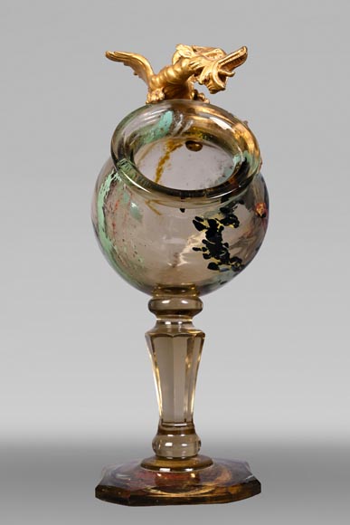 ESCALIER DE CRISTAL, François-Eugène ROUSSEAU & Ernest LÉVEILLÉ, Japanese-style polychrome glass vase with a gilt bronze dragon mount-4