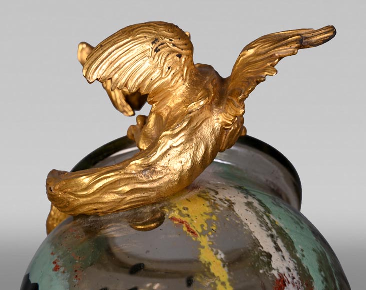 ESCALIER DE CRISTAL, François-Eugène ROUSSEAU & Ernest LÉVEILLÉ, Japanese-style polychrome glass vase with a gilt bronze dragon mount-9