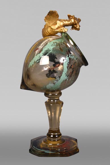 ESCALIER DE CRISTAL, François-Eugène ROUSSEAU & Ernest LÉVEILLÉ, Japanese-style polychrome glass vase with a gilt bronze dragon mount-11